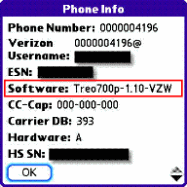 verizon Treo 700p update