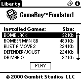 Palm Gameboy emu: Liberty screen
