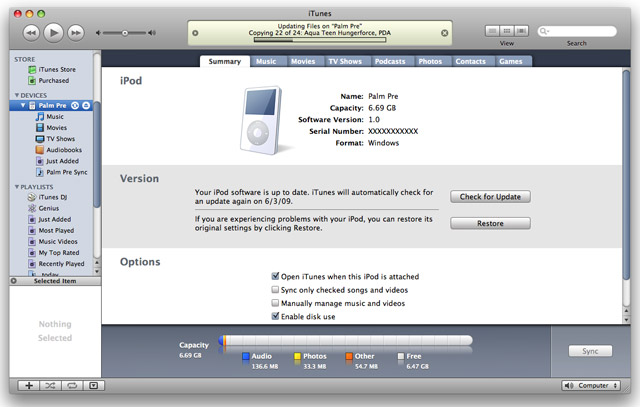 Apple iTunes Palm Pre