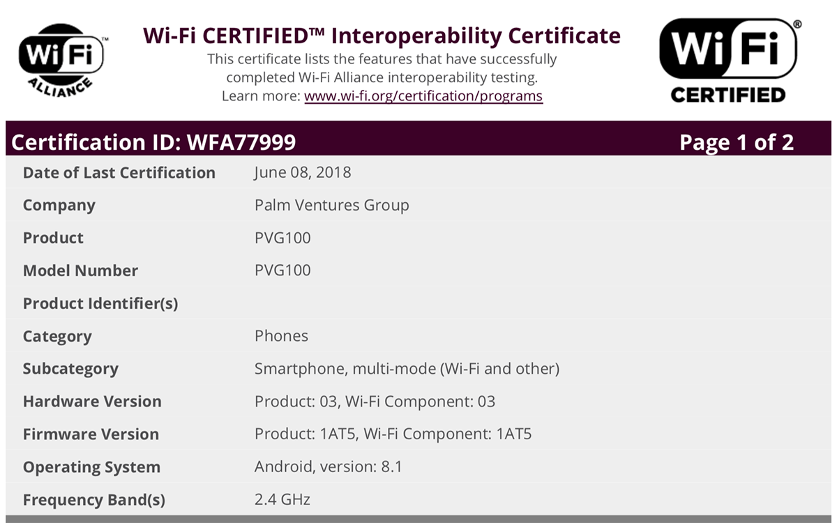 Palm PVG100 FCC Doc