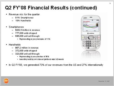 Palm Conference Call Highlights