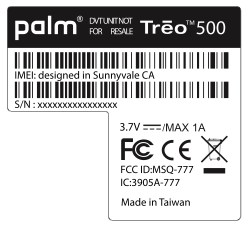 Treo 500 label