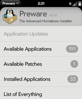 preware palm webos pre homebrew apps