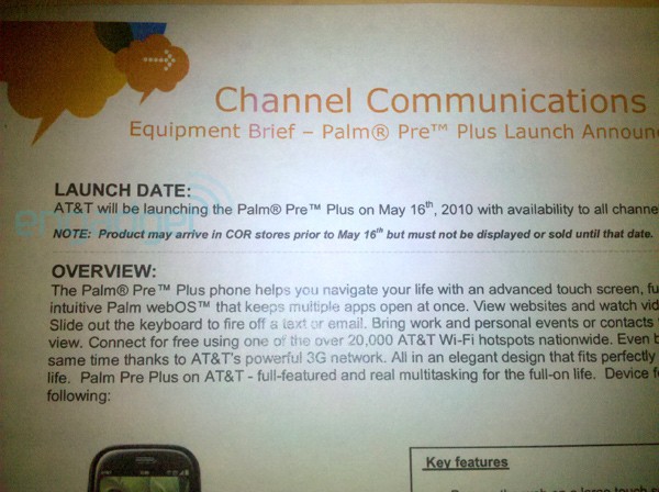 att palm pre launch may 16