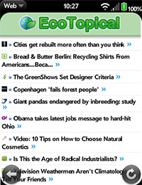 Eco News Green Environmental Headlines webos iphone mobile ecotpoical