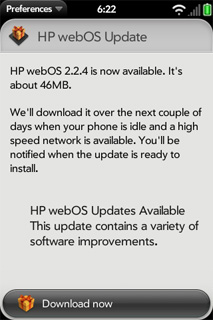 hp pre 2 webos update