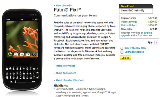 Sprint Palm Pixi Sale Price