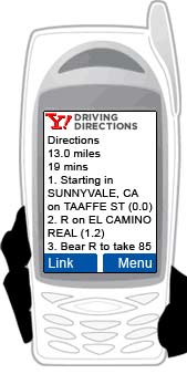 Yahoo Driving Directions via SMS for smartphones